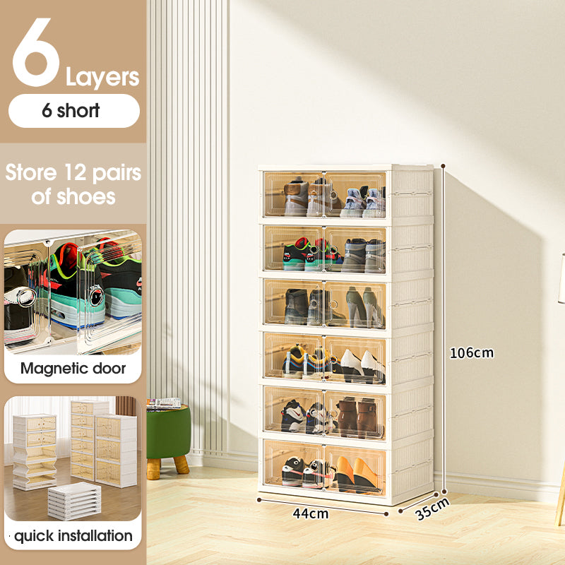 Stackable storage boxes arranged vertically
