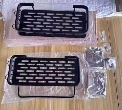 Compact aluminum shelf for bathroom or kitchen storage
