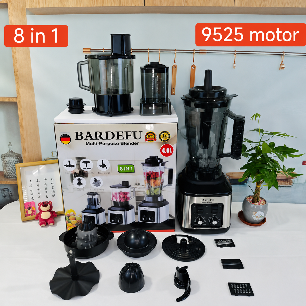 3L blender jar with lid and included accessories
