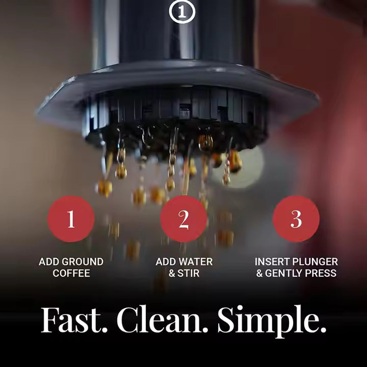 Compact French press coffee maker shown from the side
