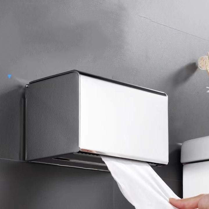 No-drill square toilet paper holder with protective cover
