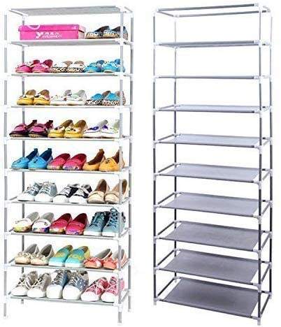 Space-saving shoe organizer for up to 30 pairs
