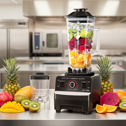 Countertop blender with 1.6L and 2L containers, front view
