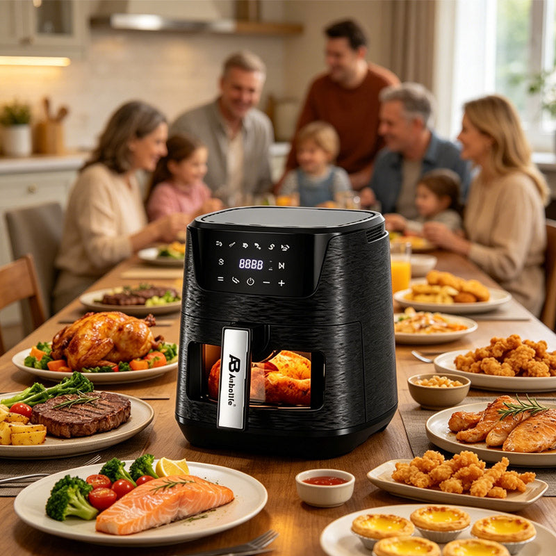 Digital control panel of the 1300W air fryer with LCD display and timer
