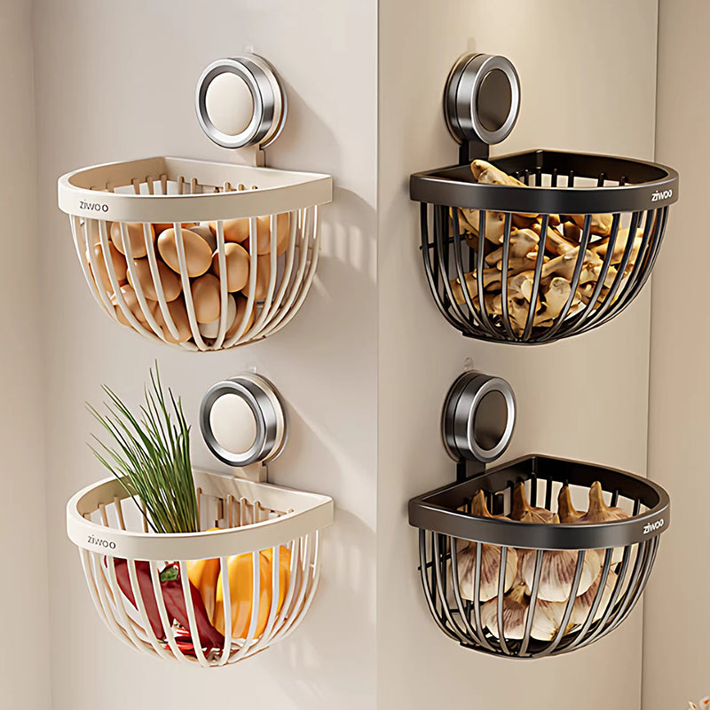  no-drill wall-mounted kitchen storage basket
