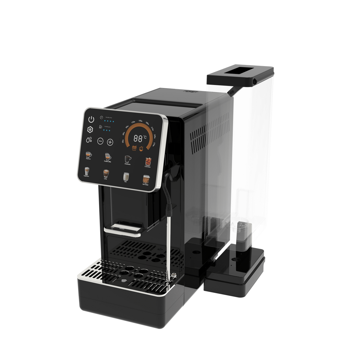 19-Bar Automatic Espresso Machine with Grinder control panel close-up
