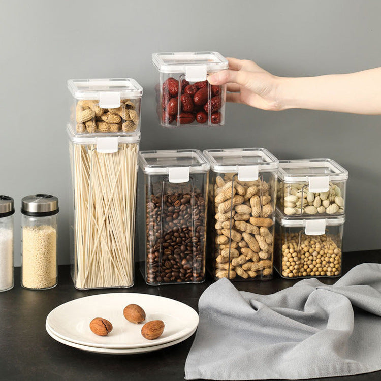 Clear food storage container shown with its lid
