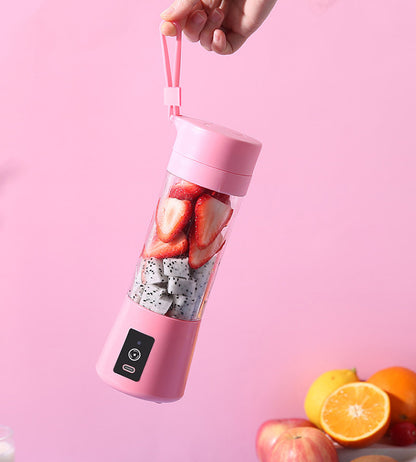 350ml Pink Portable USB Blender with Leak-Resistant Sports Lid, Front View