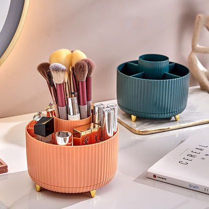 Makeup brush organizer with divided storage compartments
