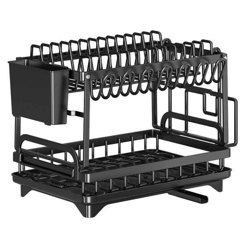 Kitchen dish rack shown with its removable accessories

