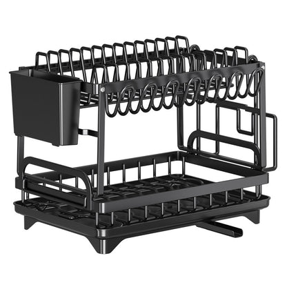 Kitchen dish rack shown with its removable accessories

