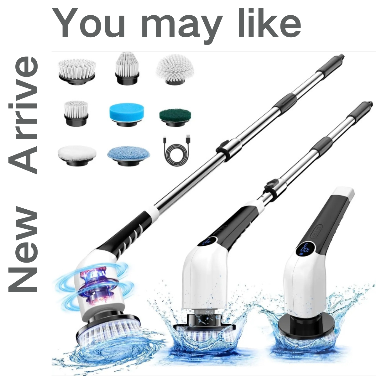 Cordless Spin Scrubber with 8 Brush Heads