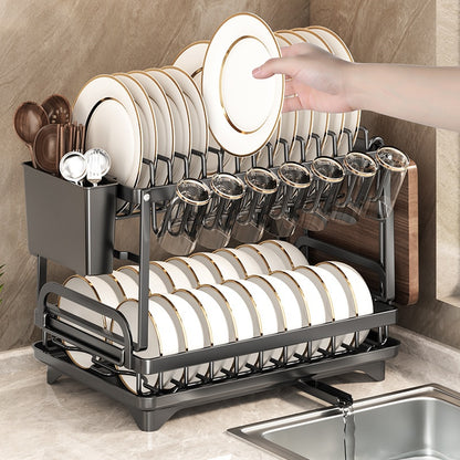 Close view of the removable drainboard beneath the rack
