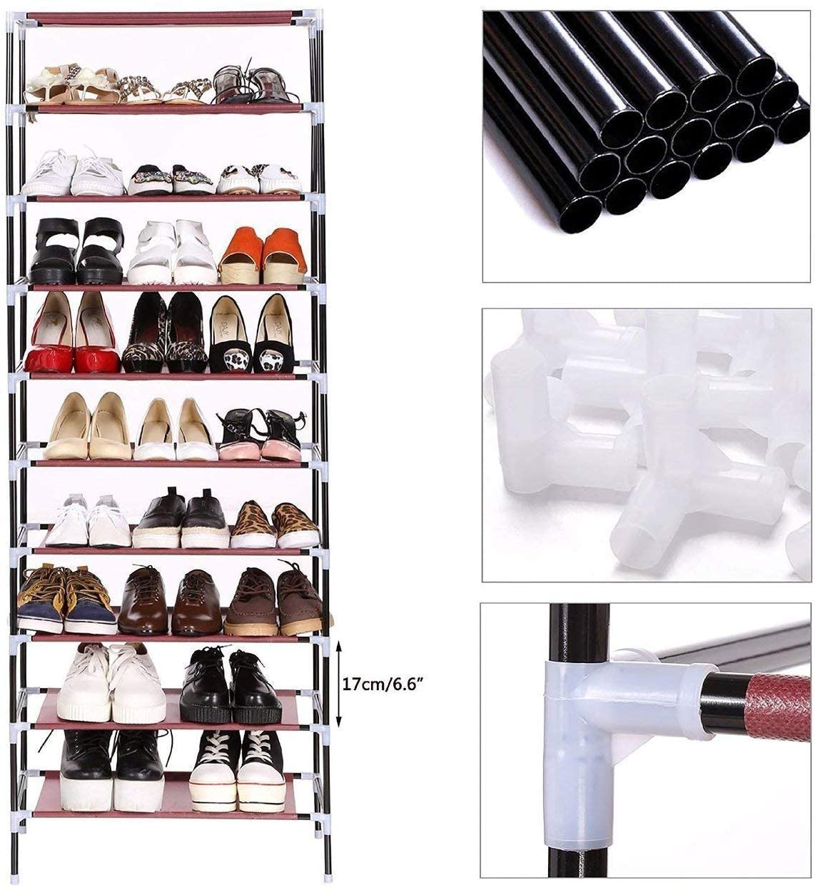 Close view of the shoe rack shelves and frame

