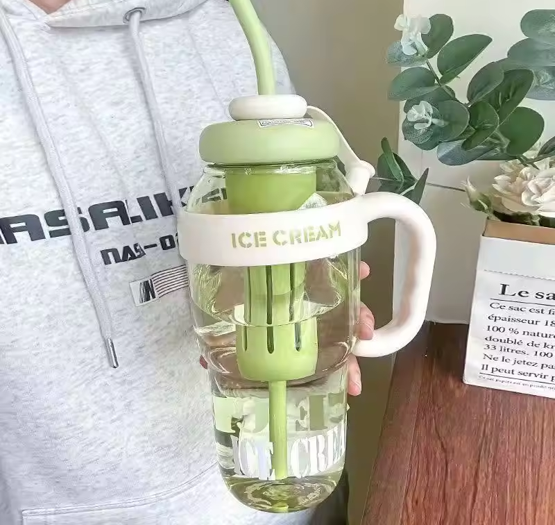300ml reusable tumbler with handle, lid, and straw

