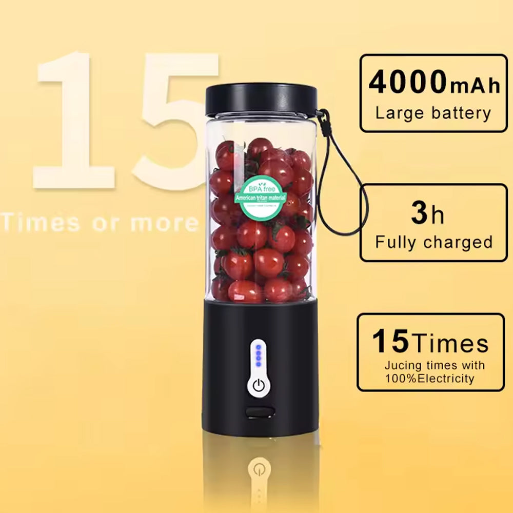 Six 304 stainless steel blades inside the 500ml portable blender
