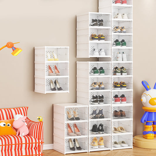 Foldable stackable storage box with lid
