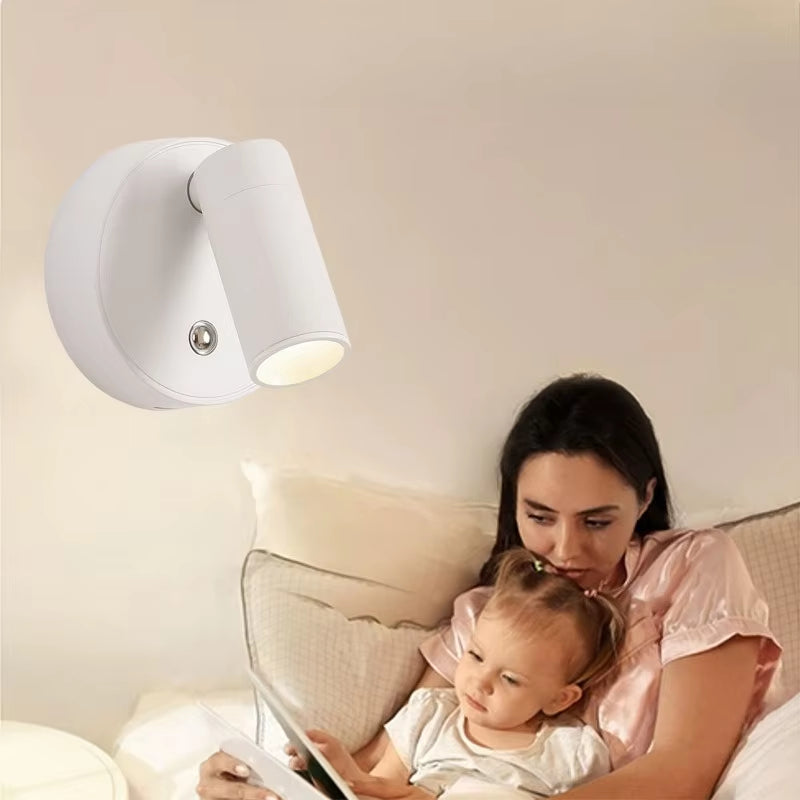 Touch control on the front of the white wall lamp

