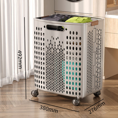 Collapsible laundry basket with carrying handles
