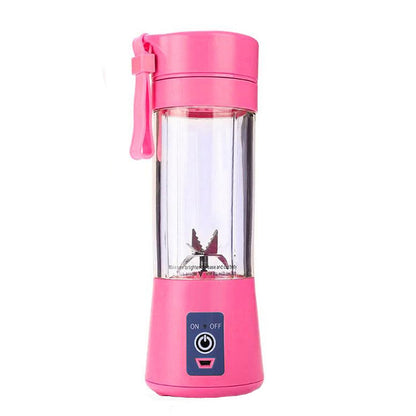 Rose red portable blender with butterfly design on a white background