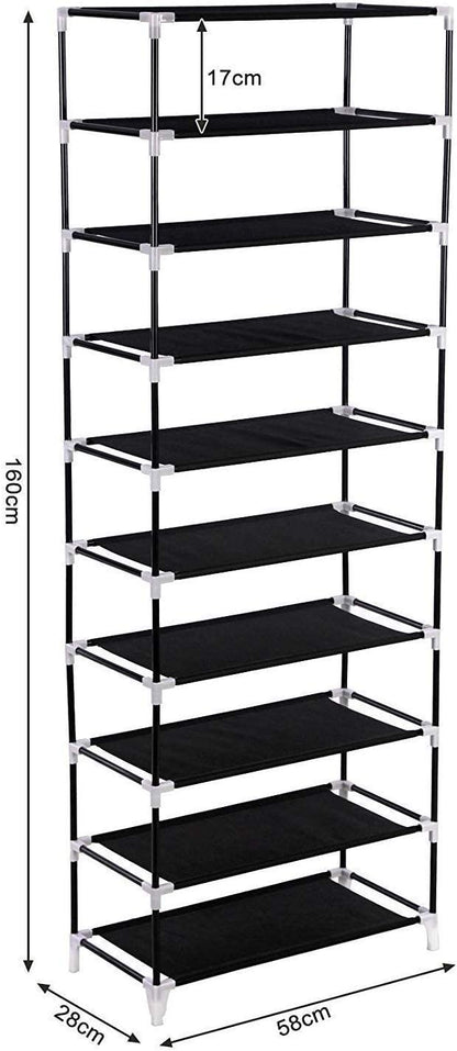 Shoe organizer rack shown in a home entryway
