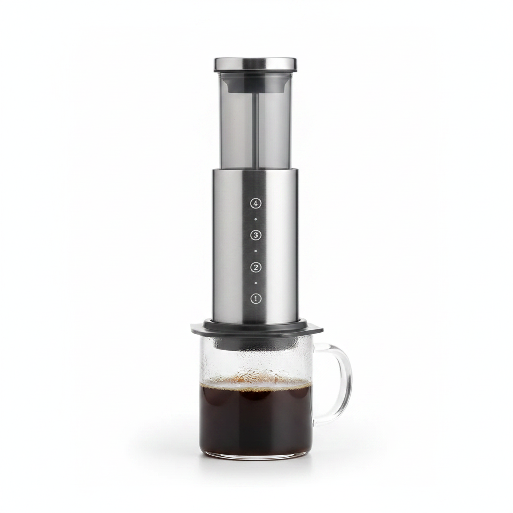 Portable Manual French Press Coffee Maker 350ml – Stainless Steel Lid with Transparent Body – Daiol