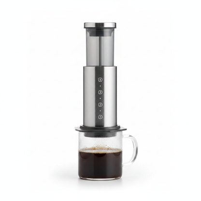 Portable Manual French Press Coffee Maker 350ml – Stainless Steel Lid with Transparent Body – Daiol