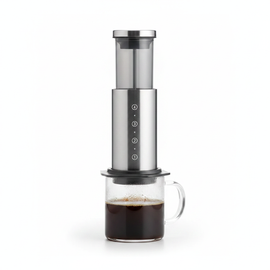 Portable Manual French Press Coffee Maker 350ml – Stainless Steel Lid with Transparent Body – Daiol