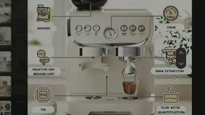 espresso machine frothing milk with its manual steam wand